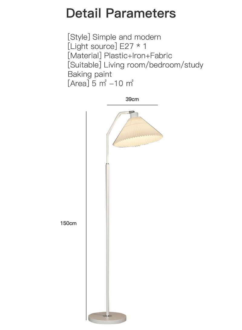 Modern Luxury Straight Pole Atmosphere Standing Floor Lamp Pleated Lampshade LED Three-Tone Lighting