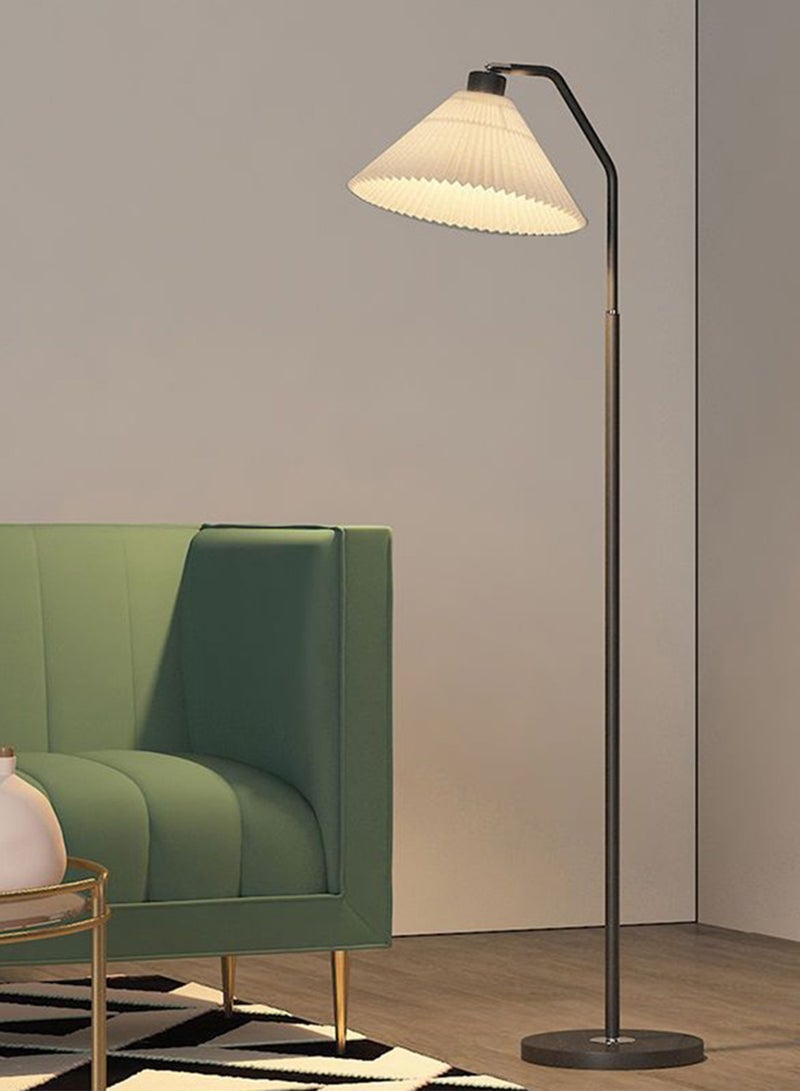 Modern Luxury Straight Pole Atmosphere Standing Floor Lamp Pleated Lampshade LED Three-Tone Lighting