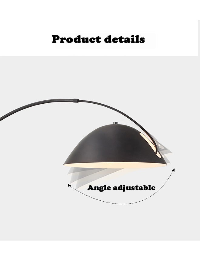 Nordic Minimalist Atmosphere Standing Floor Lamp Three-Tone Lighting Modern Marble Base 360° Flexible Rotating Curved Dome Pole Black