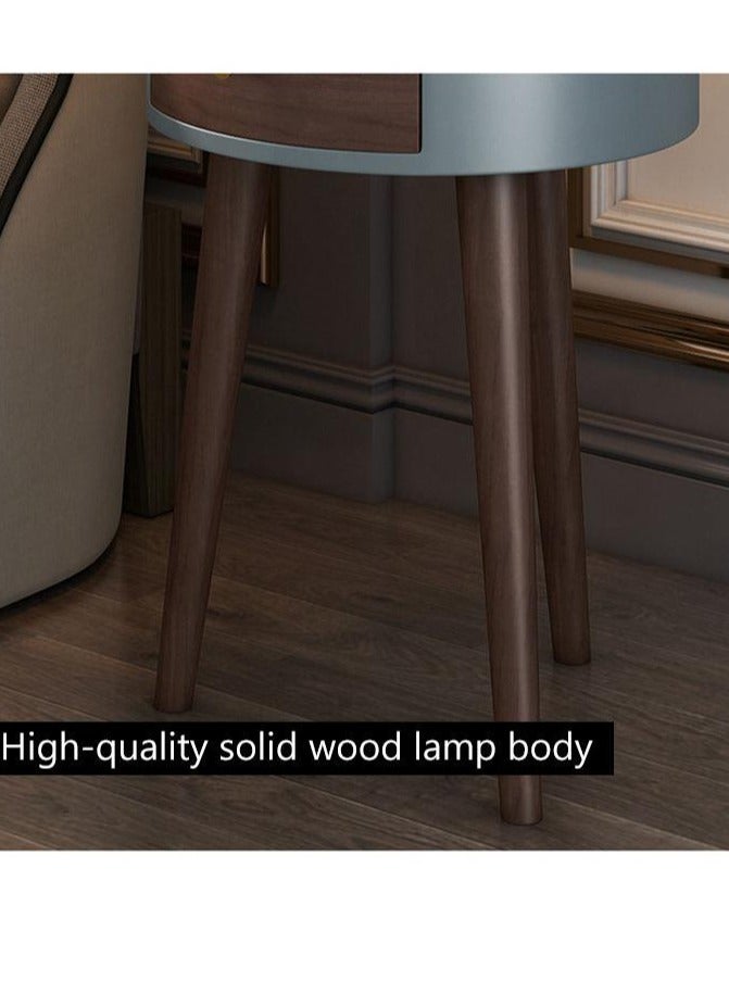 Modernize Stylish Decorative Floor Lamp Attached Wooden Round Table with Drawer and Charging Port