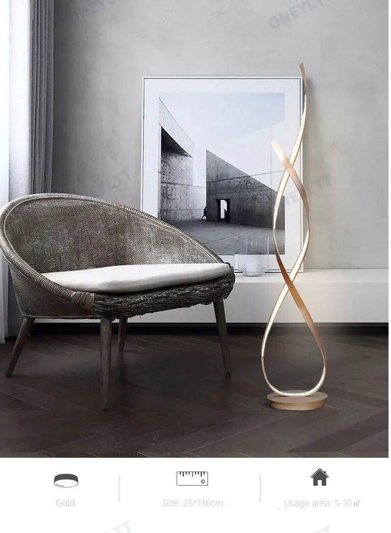 Modern Standing Floor Lamp with Curved Design LED Integrated Adjustable Brightness