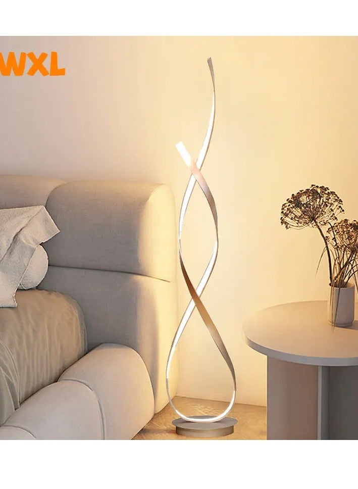 Modern Standing Floor Lamp with Curved Design LED Integrated Adjustable Brightness