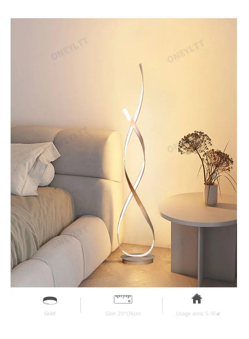 Modern Standing Floor Lamp with Curved Design LED Integrated Adjustable Brightness