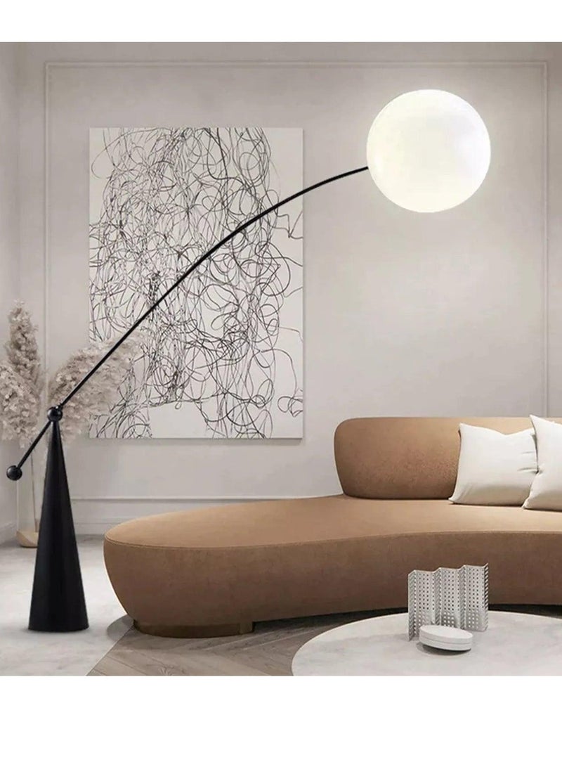 Rope Rise Moon Shape Metal Floor Lamp Modern Rustic Home Decor Lighting