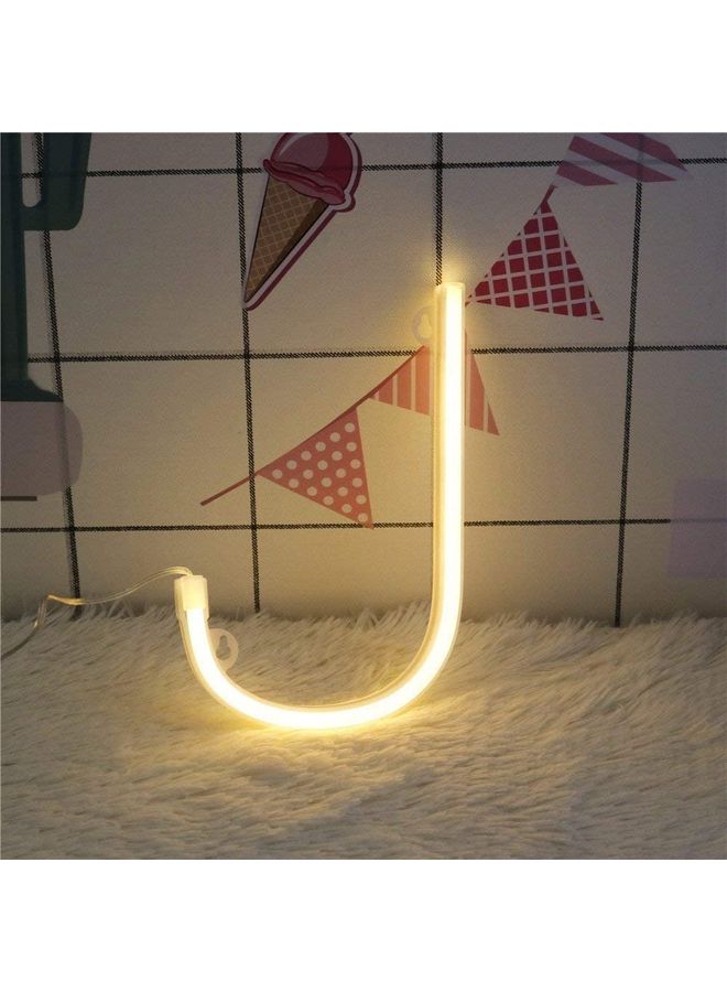 Neon Letter J Light Alphabet Lamp Warm White