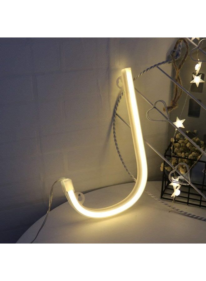 Neon Letter J Light Alphabet Lamp Warm White