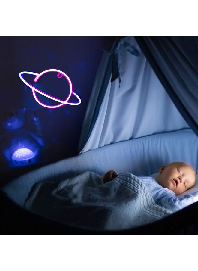 Planet Shaped Neon Light Pink/Blue