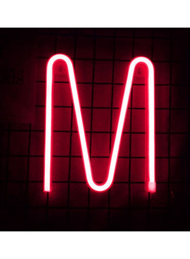 Neon Letter M LED Light Red 30 x 25cm