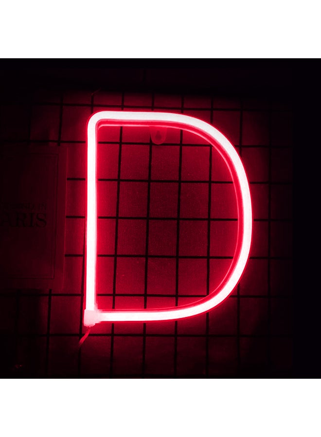 LED Neon Flex D Letter Light Red 30x19cm