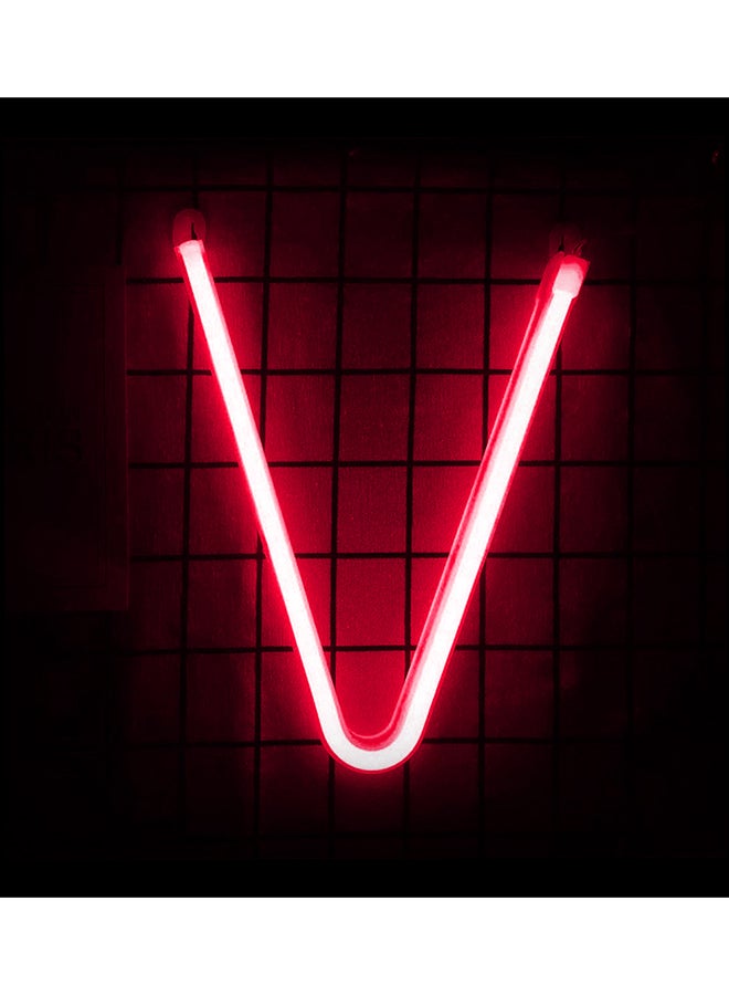 Neon Flex Letter V LED Light Red 30 x 24cm