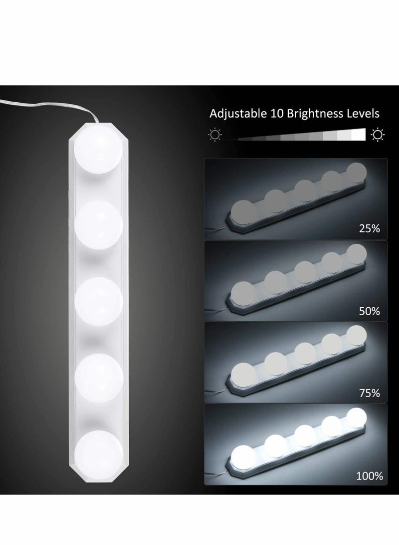 Vanity Lights, LED Mirror Lights, 5 Bulbs 3 Color Modes Brightness Dimmable, 4W USB Power Makeup Cosmetic Table Dressing Light, for Bathroom Dressing Room, Hollywood Style, Mobile Portable