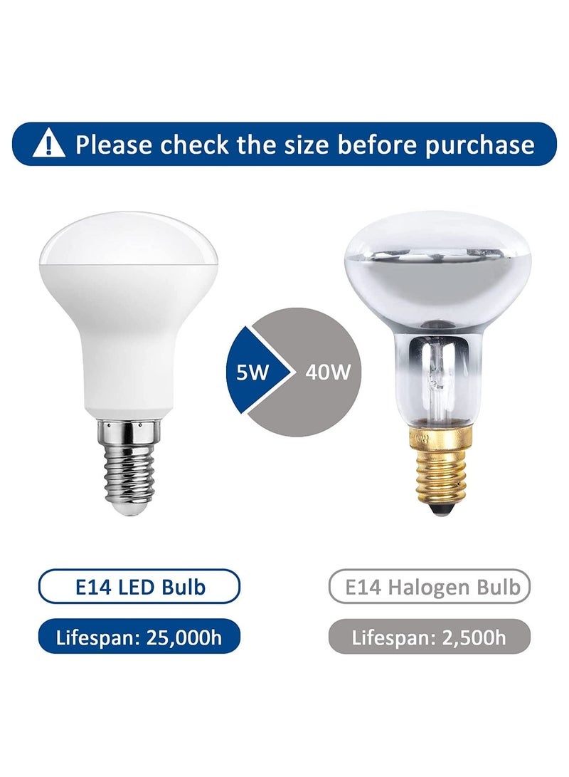 E14 LED Spotlight Bulbs R50 5W Dimmable Warm White 2700K 500LM 120° Beam Angle Equivalent to E14 40W R50 AC 230V SES Screw Reflector Bulbs 4 Pcs Small Edison Screw (Warm White)