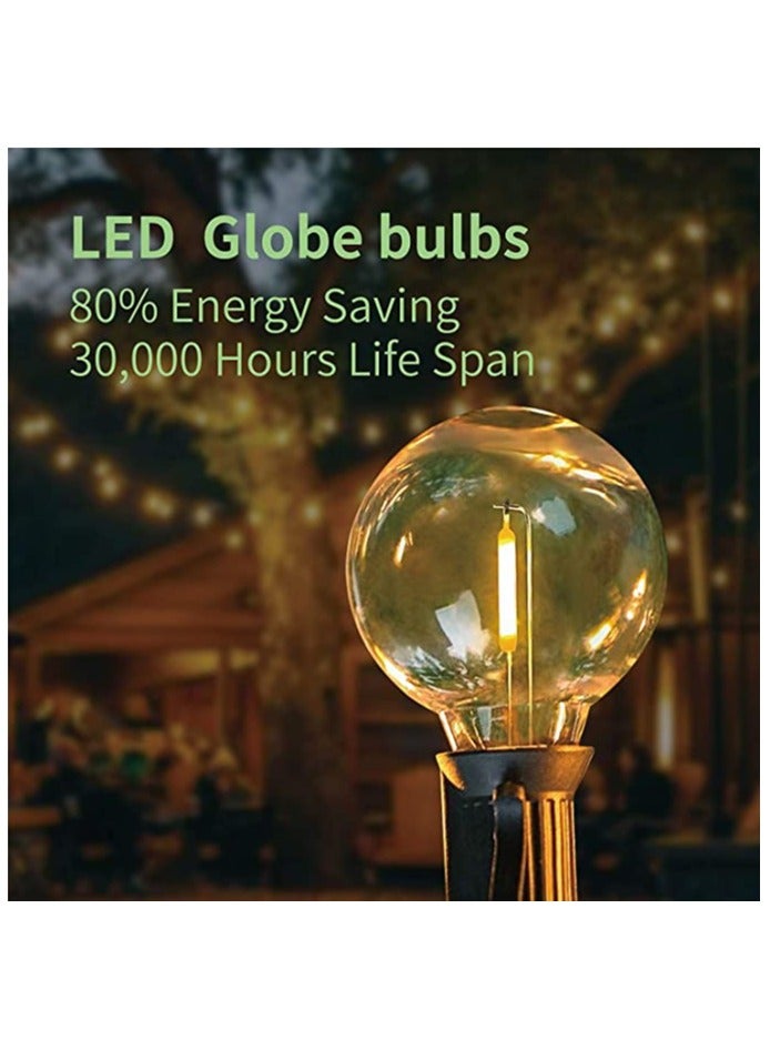 G40 Led Replacement Light Bulbs E12 Screw Base Shatterproof LED Globe Bulbs Light for Outdoor String Lights Warm White 2200K Light Bulbs for Indoor Outdoor Patio Decor (25Pcs)