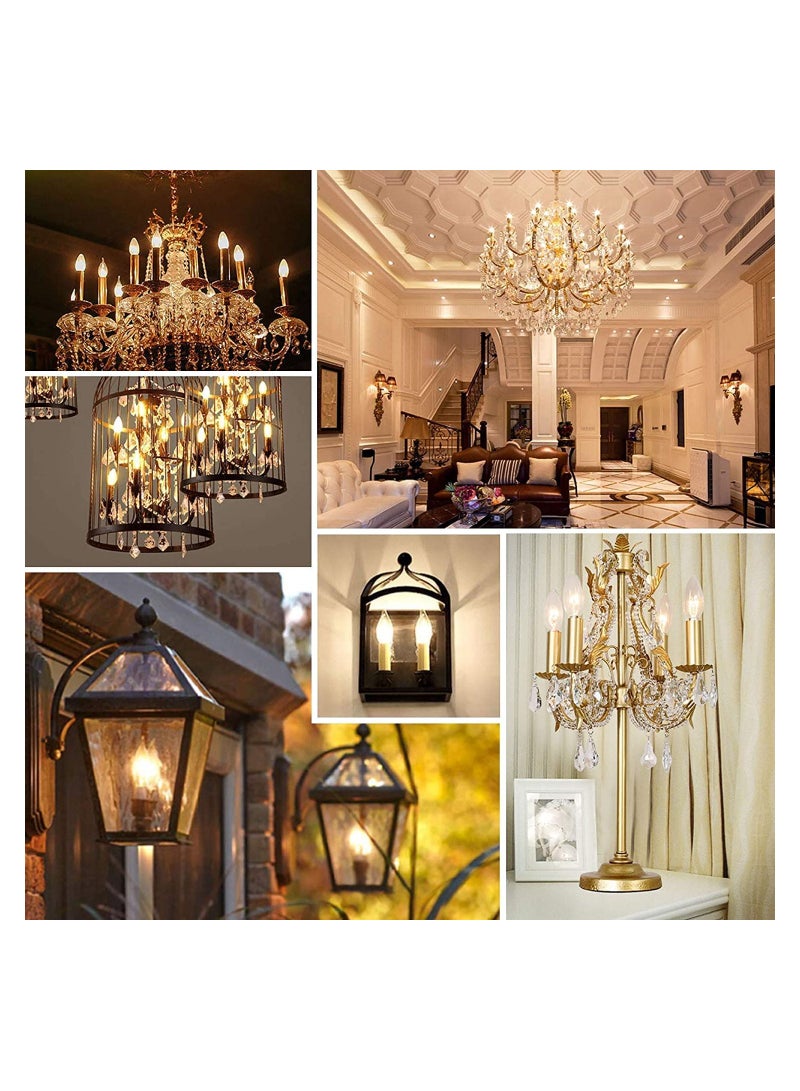 LED Candle Bulbs 4PCS E14 LED Filament Light Bulbs 4 Watt C35 Dimmable Cool Day Light White 2700K Classic Vintage Clear Glass 400LM 90% Energy Saving 10000h Life 40W Incandescent Equivalent