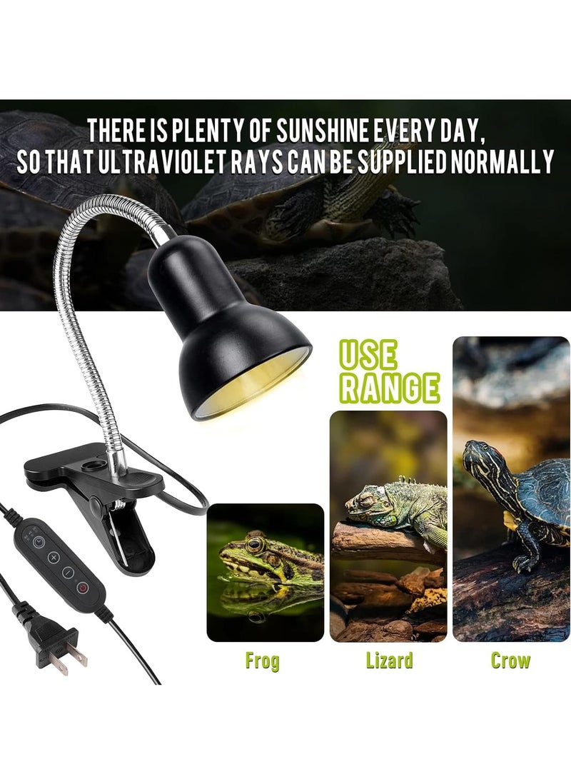 Tortoise Heat Lamp, Reptile Lamp Basking Light with Holder Heat Spotlight, Reptile Light 360°Rotatable Clip on Lamp for Aquarium Reptile Lizards Turtle (2 x Bulbs Include)