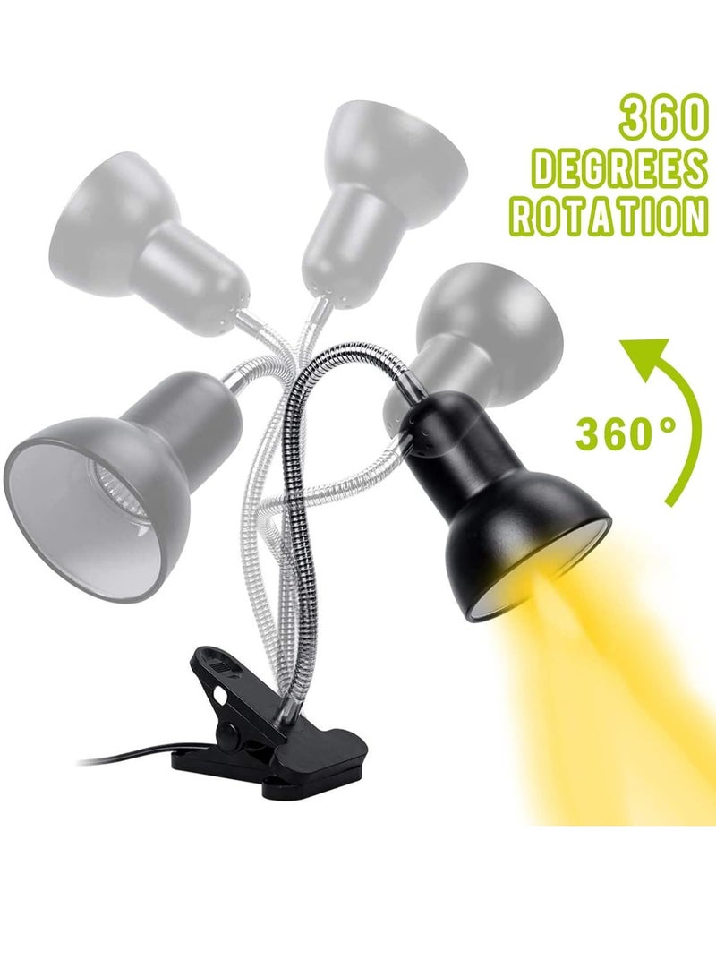 Tortoise Heat Lamp, Reptile Lamp Basking Light with Holder Heat Spotlight, Reptile Light 360°Rotatable Clip on Lamp for Aquarium Reptile Lizards Turtle (2 x Bulbs Include)