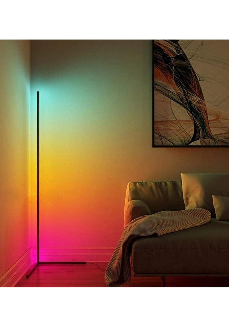 Smart RGB Floor Lamp, LED Corner Floor Lamp for Ambient Background Light, Modern Corner Lamp Color Change and Dimmable, Black with UK Plug, Perfect for Living Rooms and Bedrooms