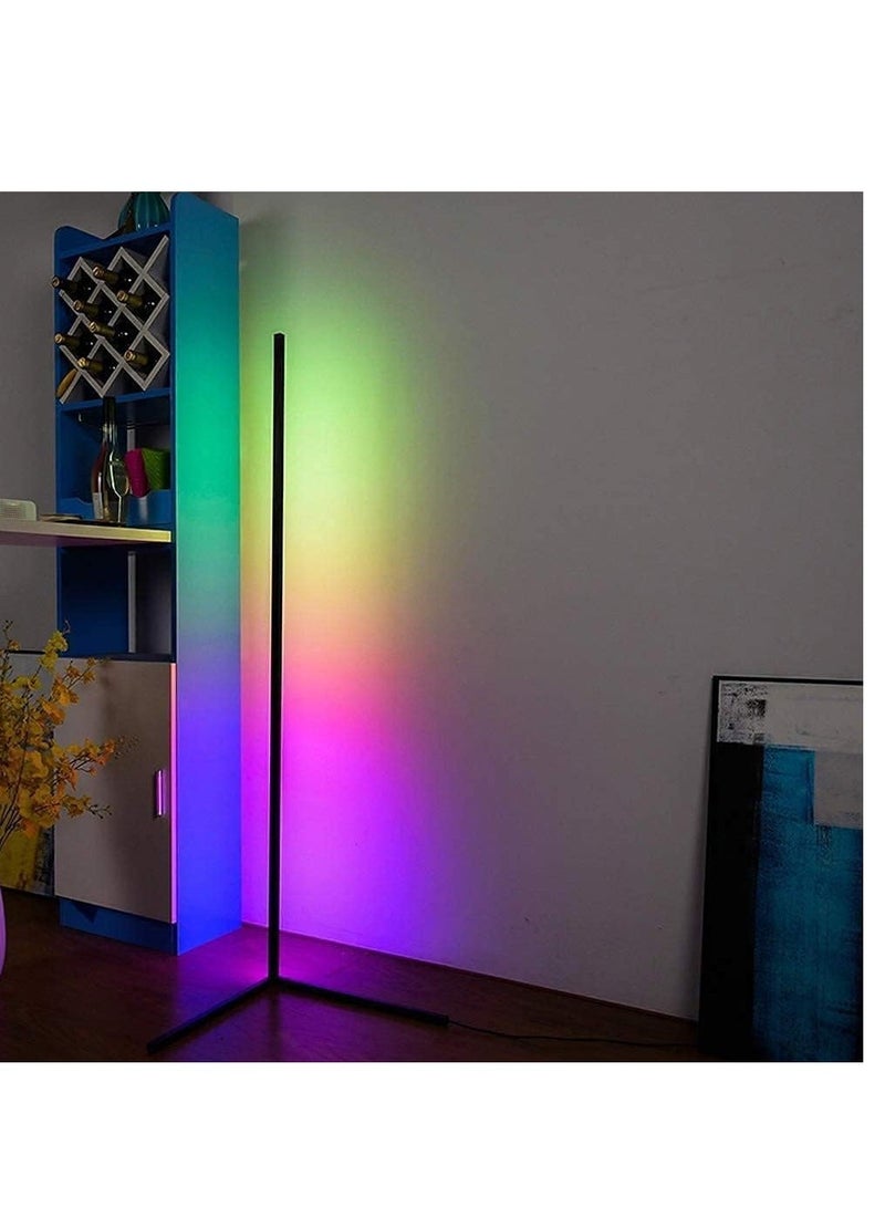 Smart RGB Floor Lamp, LED Corner Floor Lamp for Ambient Background Light, Modern Corner Lamp Color Change and Dimmable, Black with UK Plug, Perfect for Living Rooms and Bedrooms