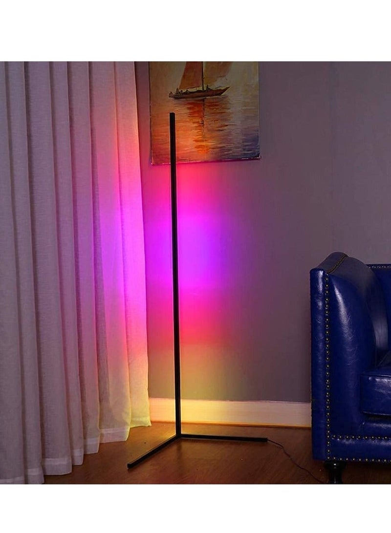 Smart RGB Floor Lamp, LED Corner Floor Lamp for Ambient Background Light, Modern Corner Lamp Color Change and Dimmable, Black with UK Plug, Perfect for Living Rooms and Bedrooms