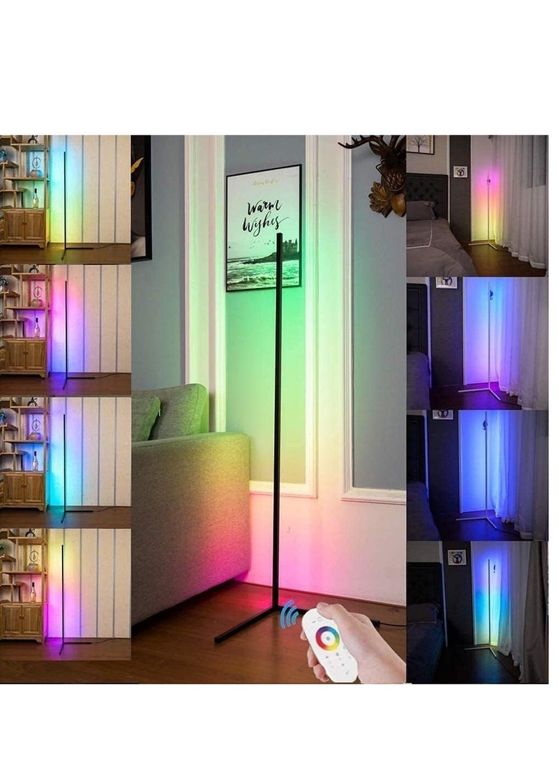 Smart RGB Floor Lamp, LED Corner Floor Lamp for Ambient Background Light, Modern Corner Lamp Color Change and Dimmable, Black with UK Plug, Perfect for Living Rooms and Bedrooms