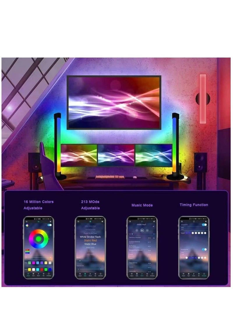 Smart RGB LED Light Bars, Ambient Lighting, Bluetooth Monitor Flow Light Bars with APP Control, Color Gaming Light Bar for TV/Room Decoration/Movie/PC