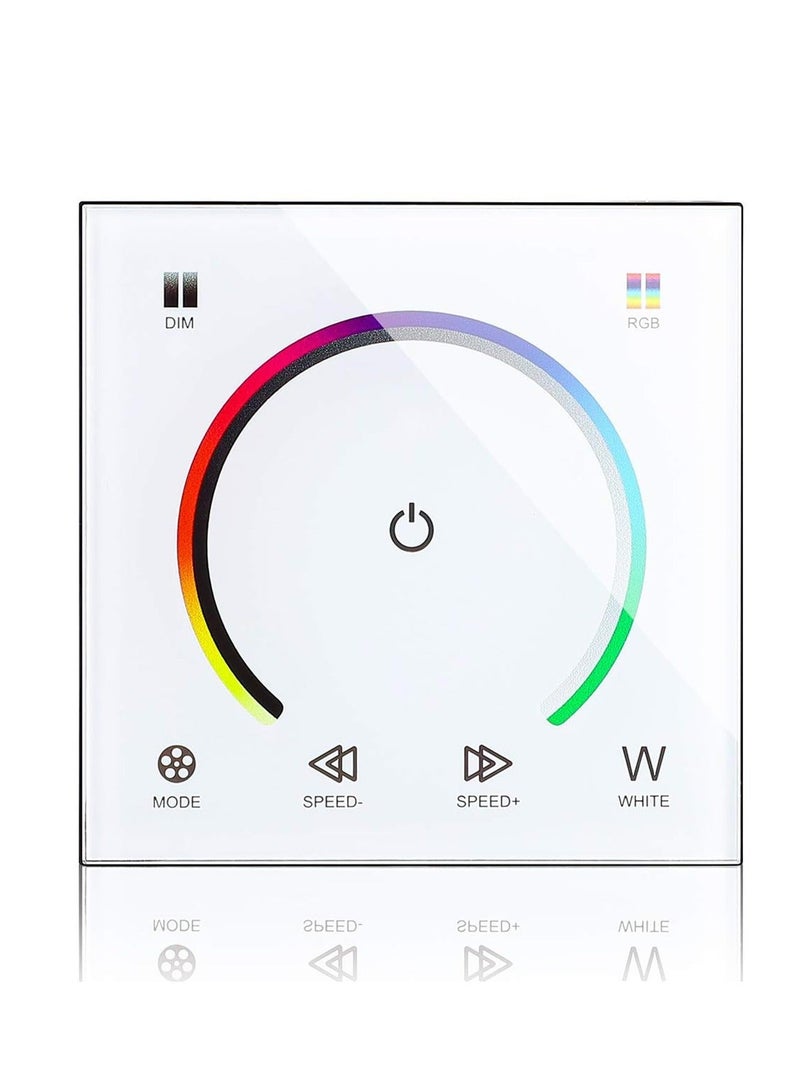 Light Dimmer Switch, LED Controller, Wall- Mounted Plastic Cover Touch Panel Switch for DC12V-24V 3528 2835 5050 Single Color Strip Lighting(RGB-Red, Green, Blue)