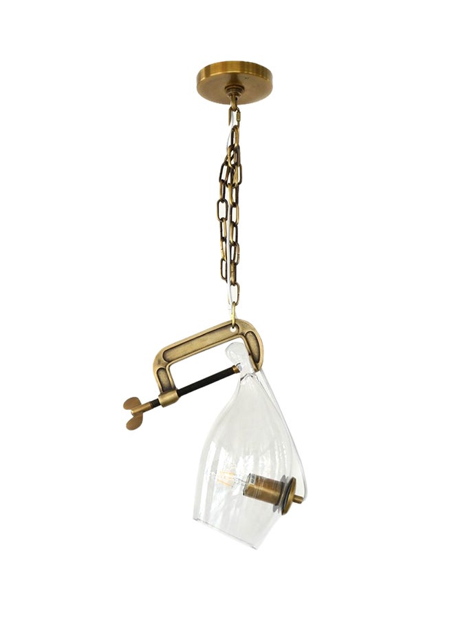 Modern Glass Pendant Light Clear/Gold 17x30cm