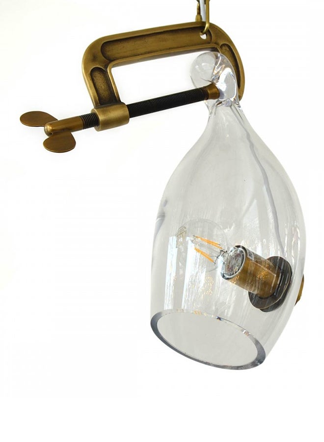 Modern Glass Pendant Light Clear/Gold 17x30cm