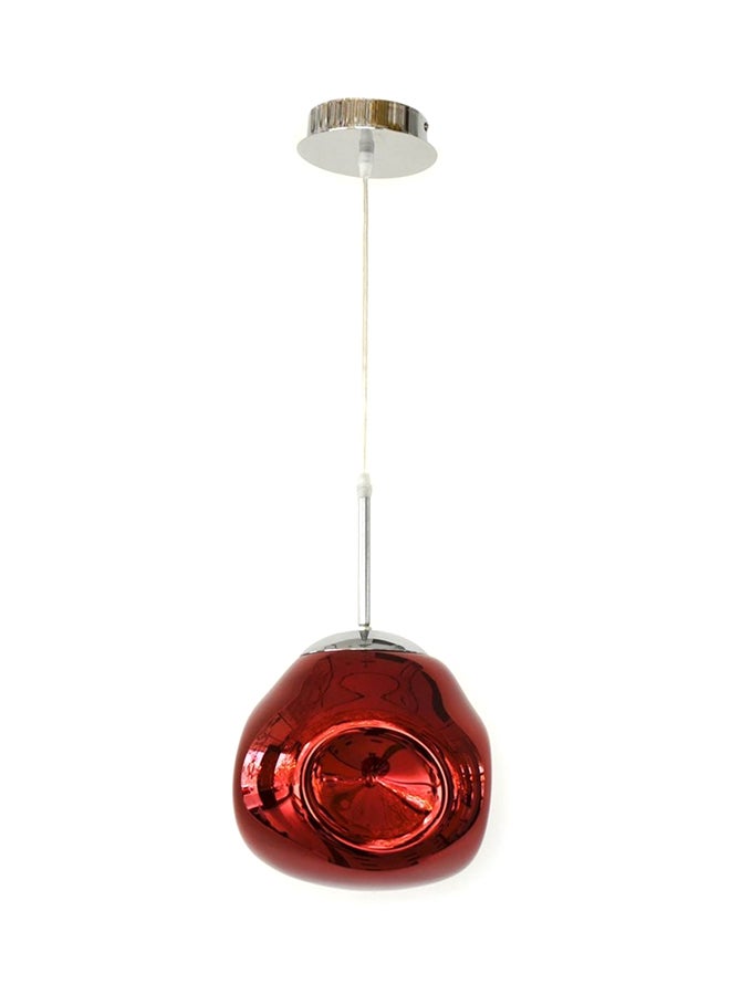 Indoor Glass Pendant Light Red/Silver 20x24cm