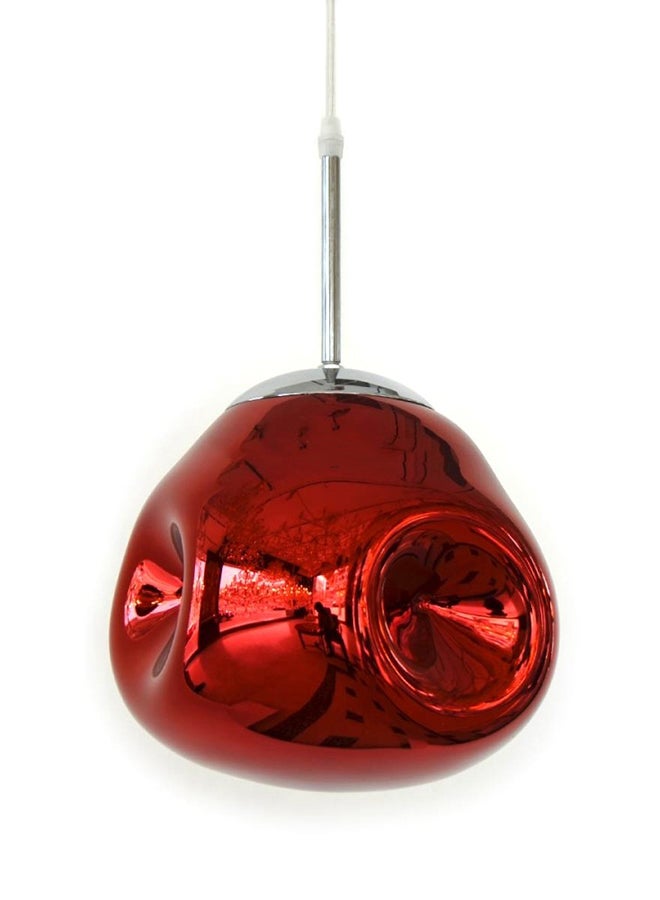 Indoor Glass Pendant Light Red/Silver 20x24cm