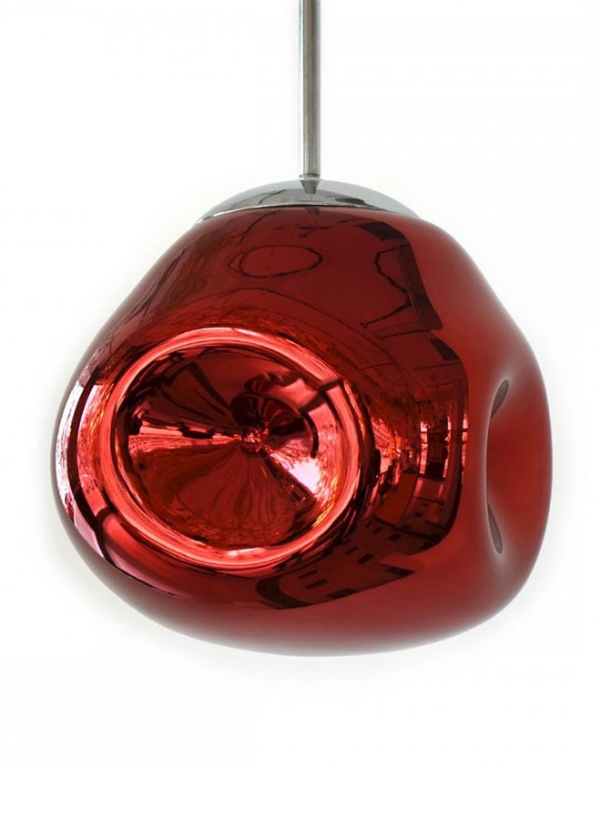 Indoor Glass Pendant Light Red/Silver 20x24cm