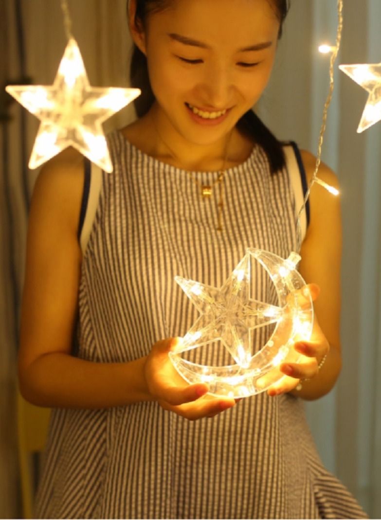 Moon Star Curtain LED Lights Ramadan Décor 2.5M