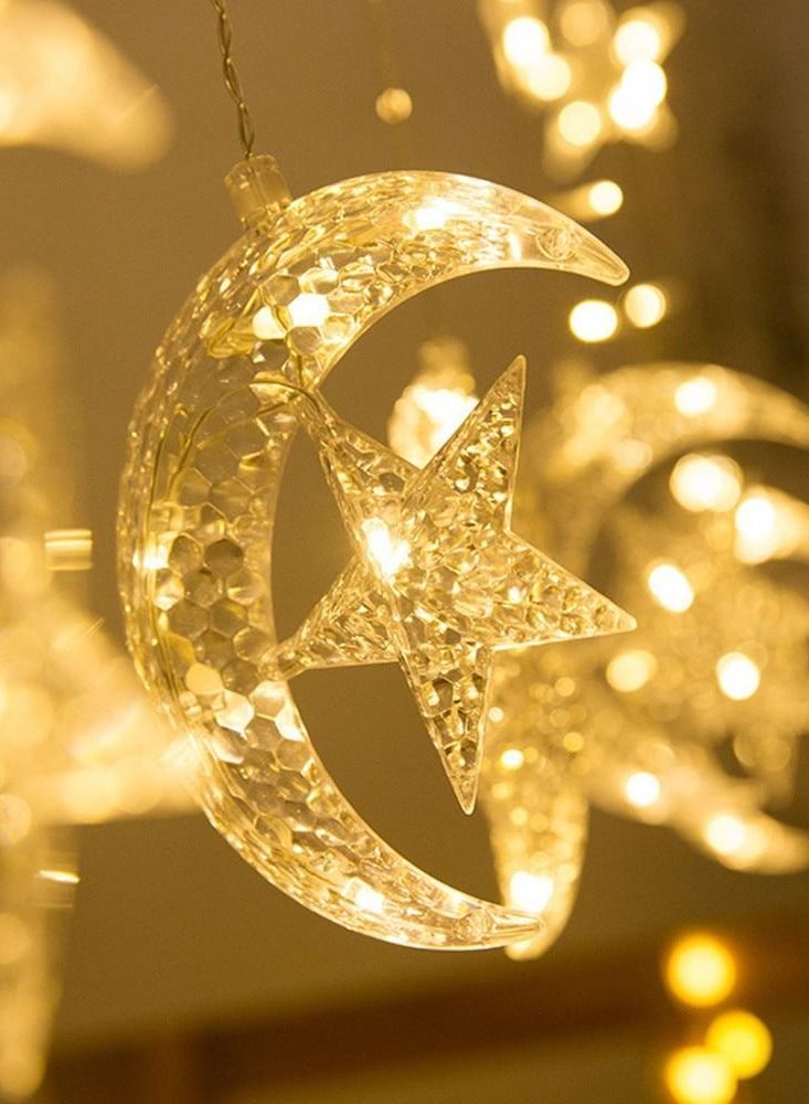 Moon Star Curtain LED Lights Ramadan Décor 2.5M
