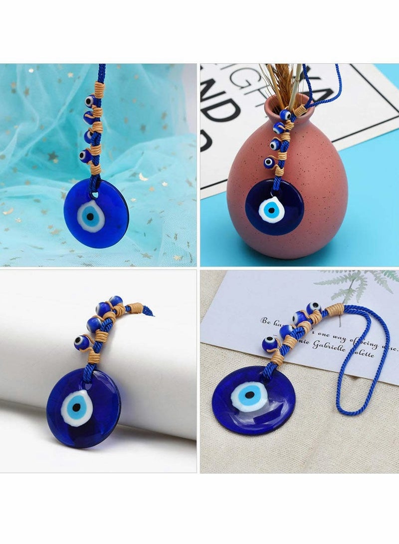 Blue Evil Eye Decor Hanging Turkish Nazar Bead Pendant Decorative Lucky Turkish Eye Keychain Feng Shui Hanging Decoration for Home Office Car (2pcs)