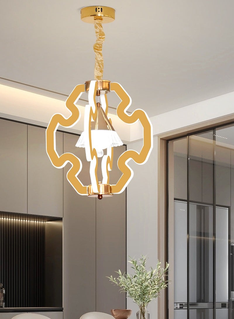 YATAI Modern LED Chandelier Pendant Light,3-Color Dimming Modern Elegance Chandelier,Golden Acrylic Hanging Pendant Lighting LED Chandelier Lamp for Dining Table,Restaurant,Living Room,100W