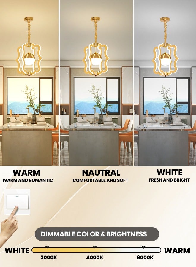YATAI Modern LED Pendant Chandelier ,100W Three-Color Dimming Modern Elegance Pendant Light Fixture ,Acrylic Hanging Pendant Lighting LED Lamp for Dining Table, Restaurant ,Kitchen