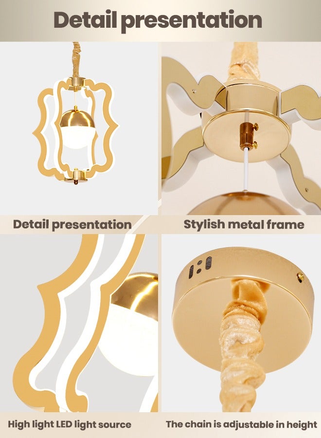 YATAI Modern LED Pendant Chandelier ,100W Three-Color Dimming Modern Elegance Pendant Light Fixture ,Acrylic Hanging Pendant Lighting LED Lamp for Dining Table, Restaurant ,Kitchen