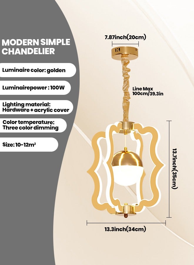 YATAI Modern LED Pendant Chandelier ,100W Three-Color Dimming Modern Elegance Pendant Light Fixture ,Acrylic Hanging Pendant Lighting LED Lamp for Dining Table, Restaurant ,Kitchen