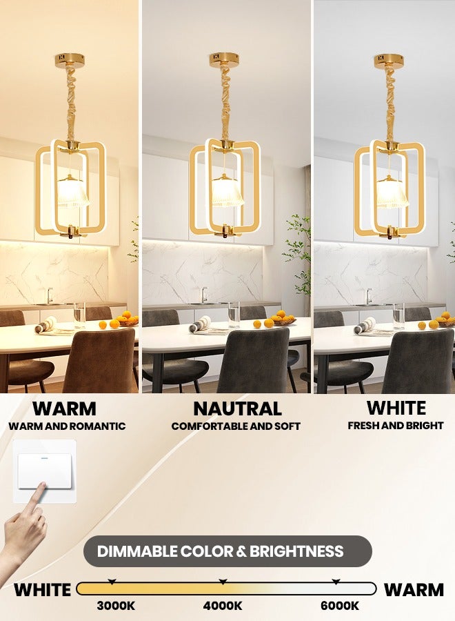 YATAI Modern LED Pendant Light Fixture,96W Three-Color Dimming Modern Elegance Light Fixture Light, Acrylic Hanging Pendant Lighting LED Chandelier Lamp for Dining Table, Restaurant, Kitchen