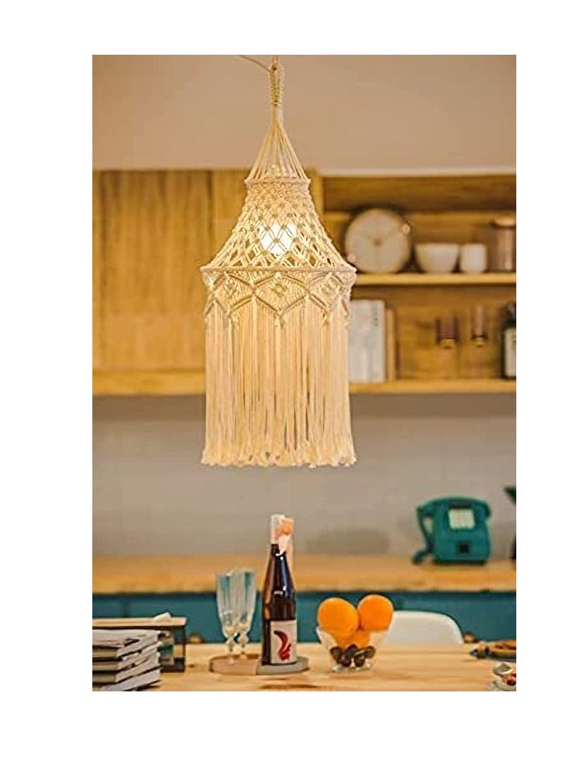 Macrame Lamp Shade Boho Hanging Pendant Light Cover Modern Office Bedroom Living Room Nursery Dorm Room Bohemian Home Decor