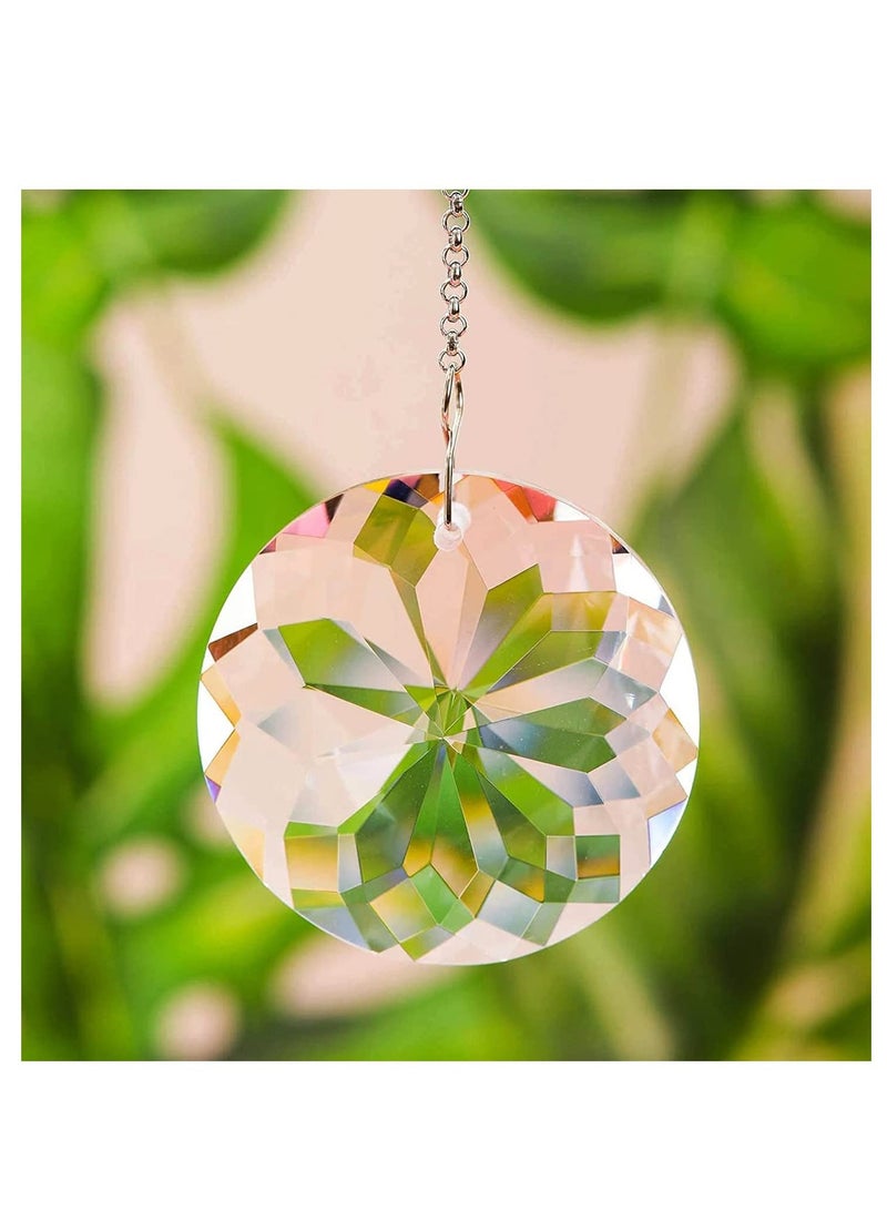 Crystal Ball Prism Suncatcher, 2pcs Window Hanging Glass Rainbow Sun Catcher Pendant Ornaments with Chain for Home, Office, Garden, and Car Decoration