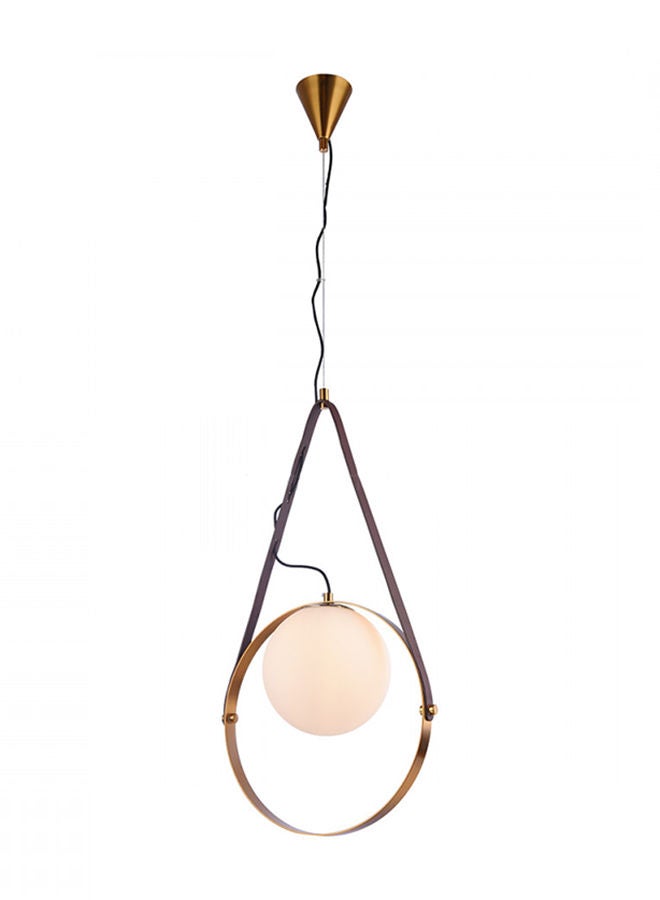 Modern Che Single Opal Glass Ball Vintage Hoop Pendant Light - Bronze