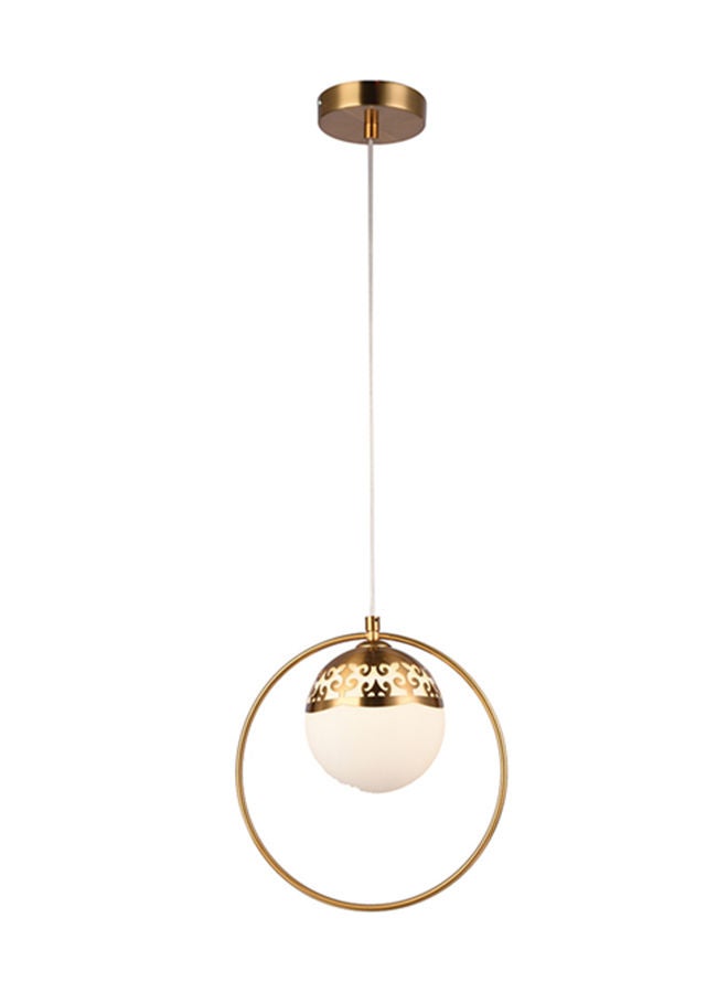 Modern Che Single Opal Glass Ball Vintage Hoop Pendant Light - Bronze