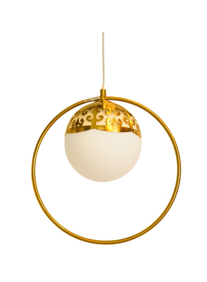 Modern Che Single Opal Glass Ball Vintage Hoop Pendant Light - Bronze