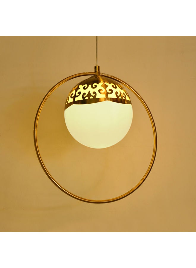 Modern Che Single Opal Glass Ball Vintage Hoop Pendant Light - Bronze