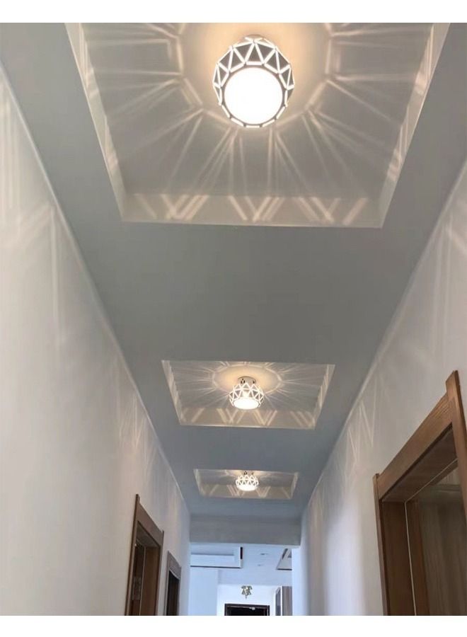 Modern Decorative Round Floral Design Ceiling Light Fixture LED Ceiling Lamp for Living Room Hallway Bedroom Home Office 22x10 cm
