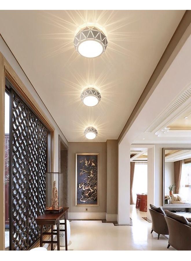 Modern Decorative Round Floral Design Ceiling Light Fixture LED Ceiling Lamp for Living Room Hallway Bedroom Home Office 22x10 cm