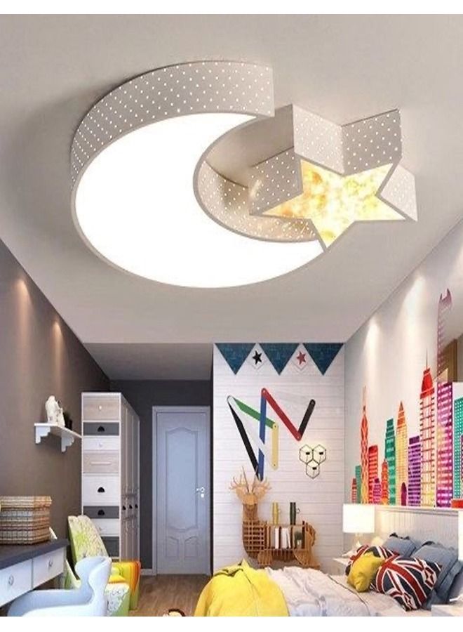 Modern Moon and Star Shape LED Acrylic Ceiling Remote Control Adjustable Dimming Light Lamp
