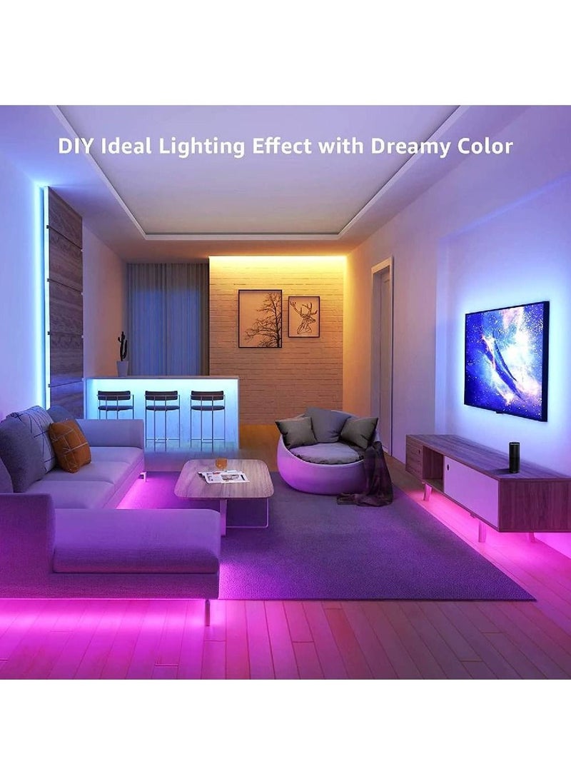 Smart LED Strip Light Compatible with Wifi, Alexa, Google Home for Bedroom - 5M Color Changing LED Lights RGB Strip Lights Waterproof with 24 Keys Remote Control
