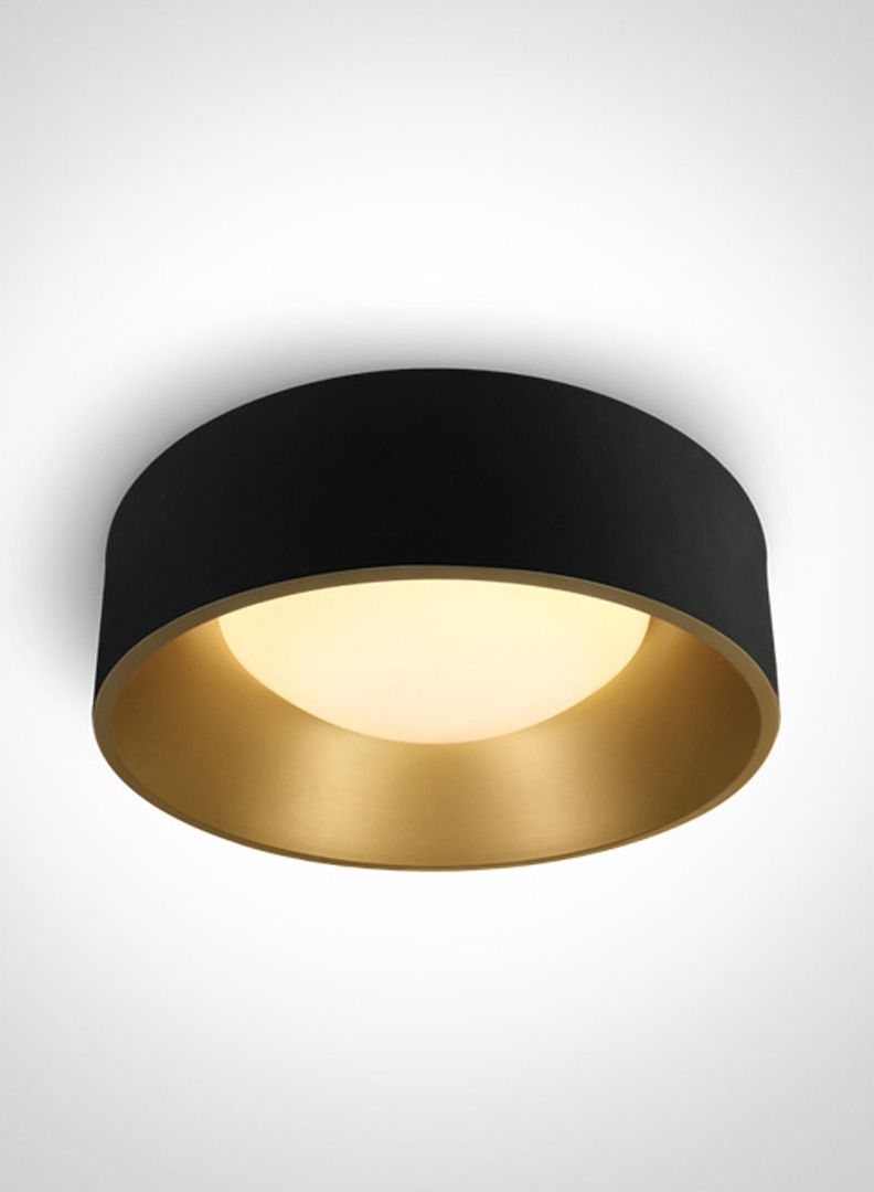 Circular Mounted LED Ceiling Lamp,30W, 2,400 Lumen,CRI 90,Dia:48cm H:14cm,Decorative Plafo,Ceiling Lamp for Bedroom/Living Room,Black outside/Brass inside,Warm White(3,000 Kelvin)with  500mA driver